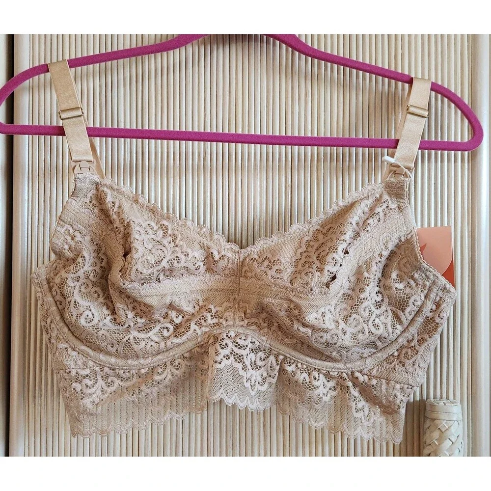 Dairy Fairy Nursing Bra Size 2/Small Cream Ayla Luxury Lace Handsfree Underwire